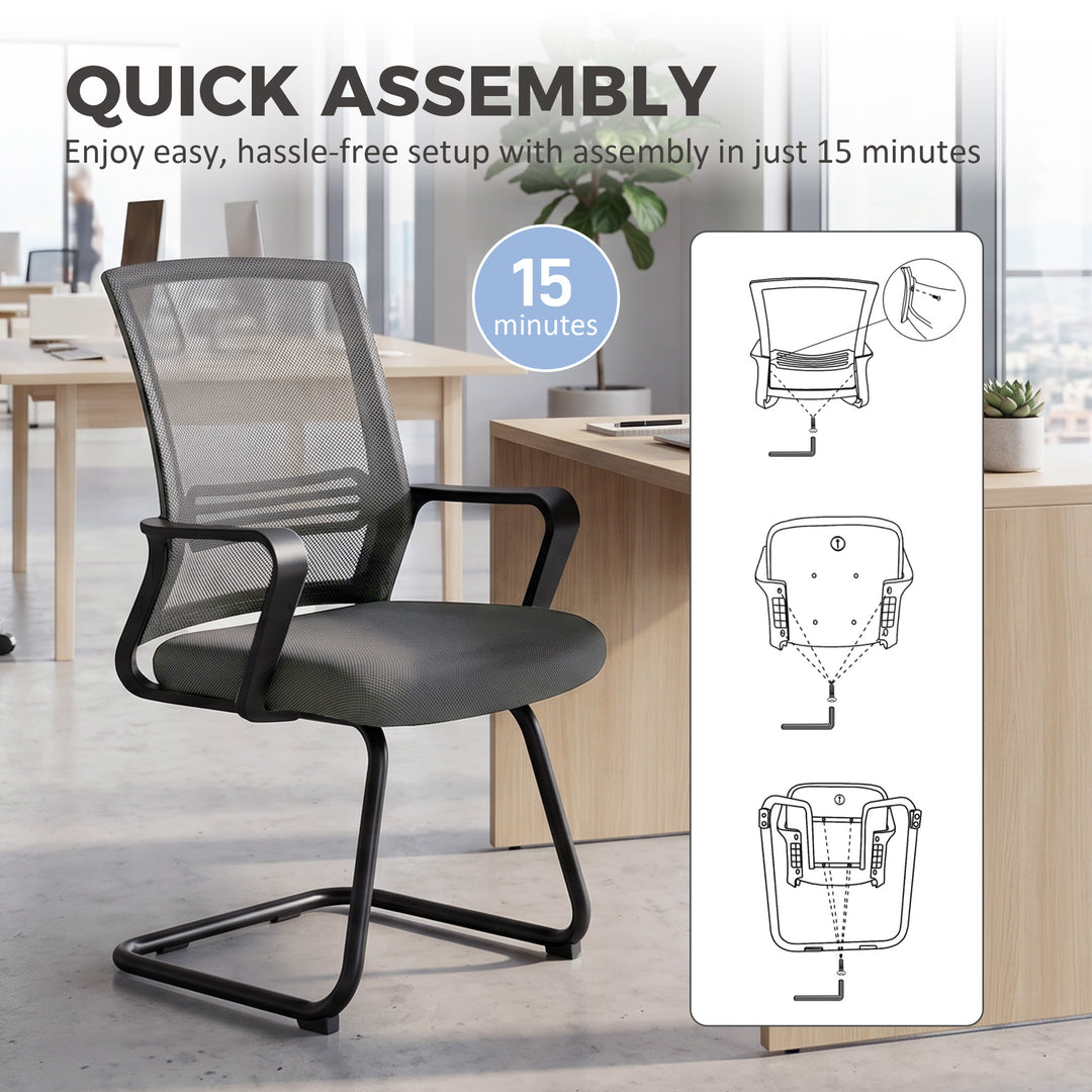 Padded Meeting Office Chair, Ergonomic Desk Chair No Wheels with Sled 