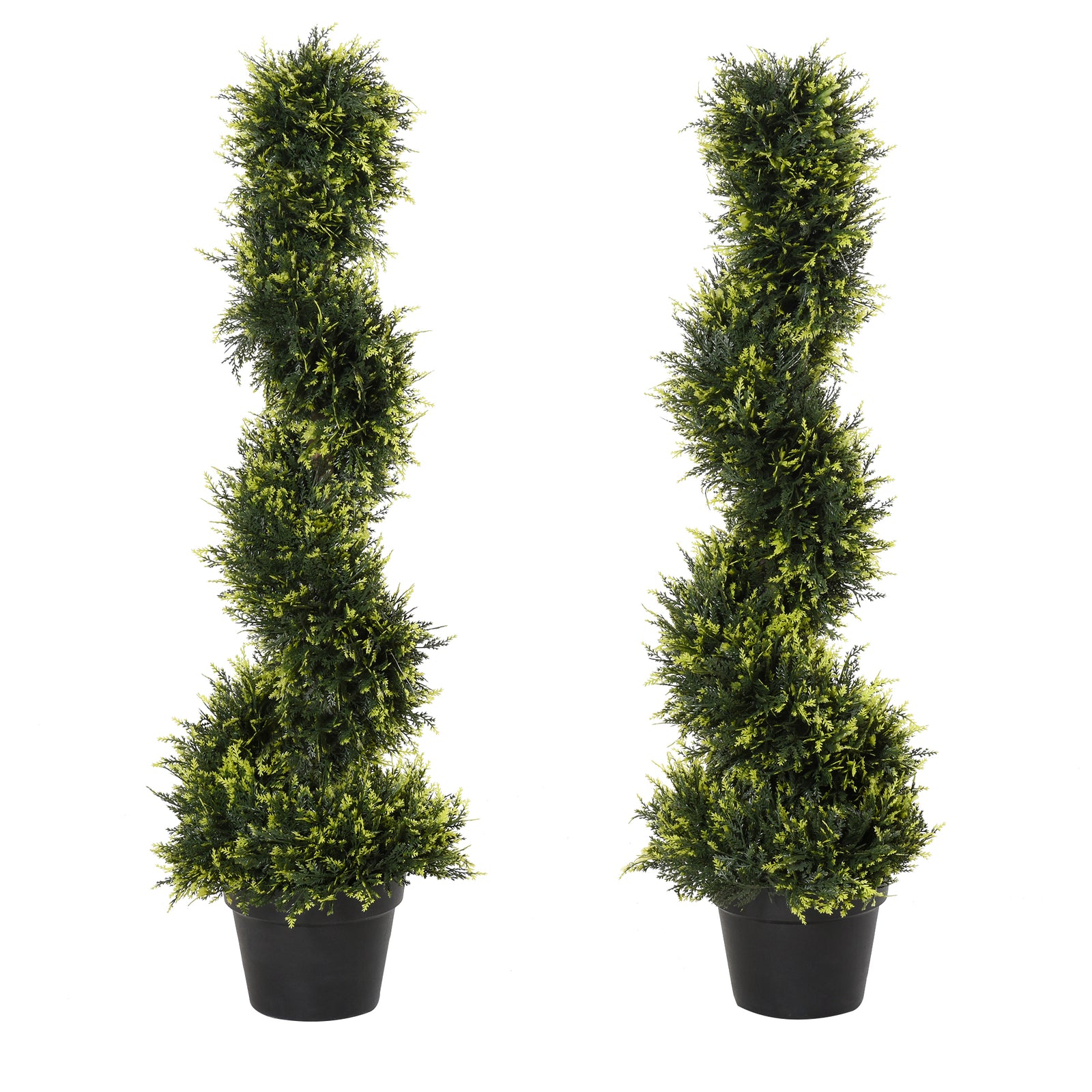 90cm/3FT Artificial Trees, Spiral Topiary Trees w/ Pot Set Of 2, Fake Indoor Greenery Plant Home Office Garden Decor Green