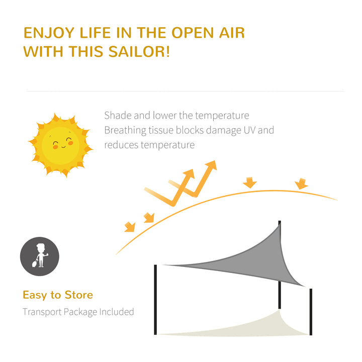5x5m Triangle Sun Shade Sail Outdoor UV Protection HDPE Canopy w/ Steel Rings Ropes UV Block Outdoor Patio Shelter Grey