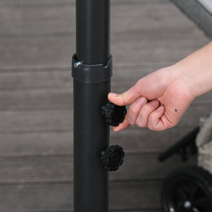 MCL 2.45m Overhanging Cantilever Parasol, Heavy Duty Waterproof Garden Umbrella with Cross Base, Black