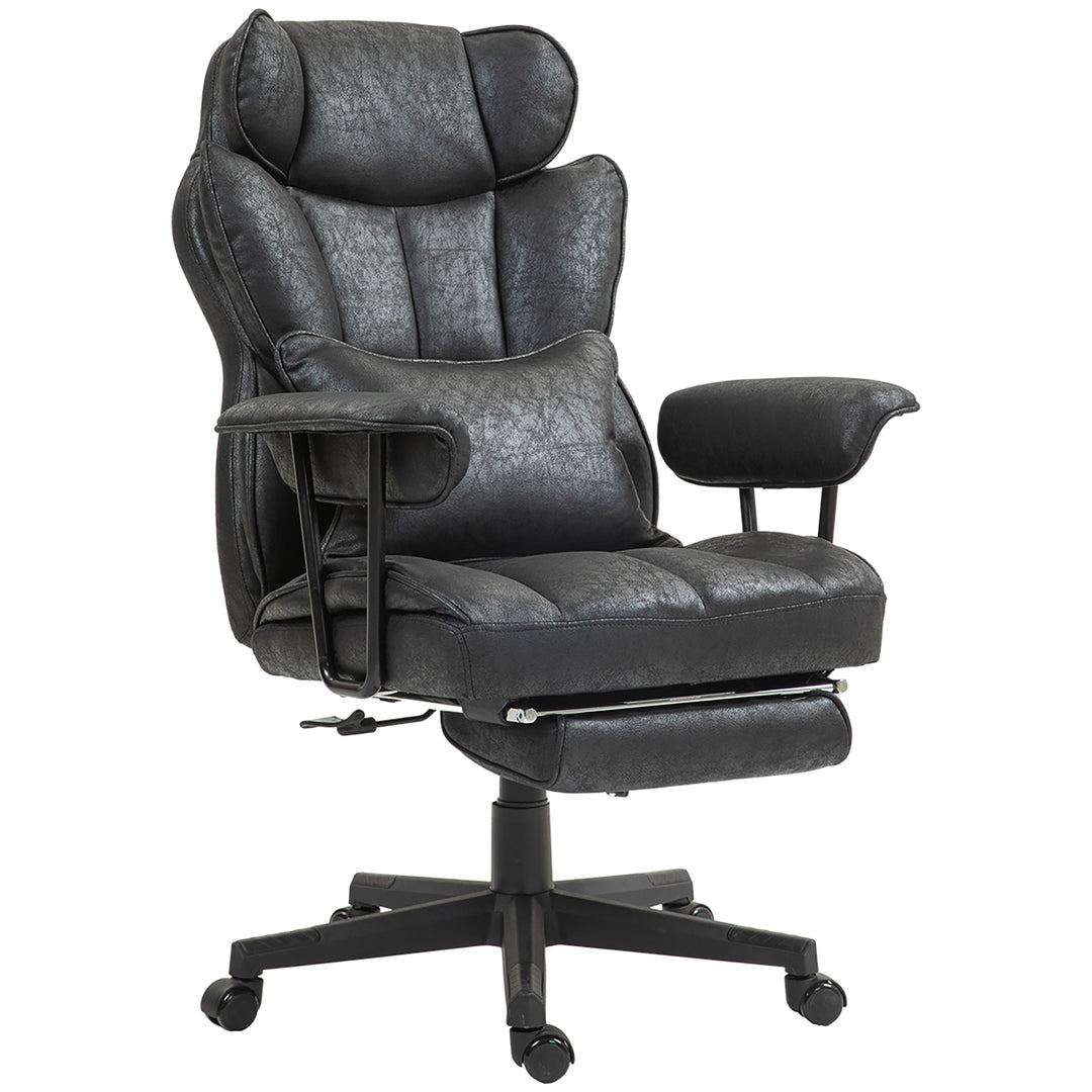 Office Chair with 6 Point Massage and Heat, Ergonomic Desk Chair with Foot Rest, Lumbar Support, Reclining Function and Wide Seat, Height-Adjustable High Back Swivel Rolling for Home, Black