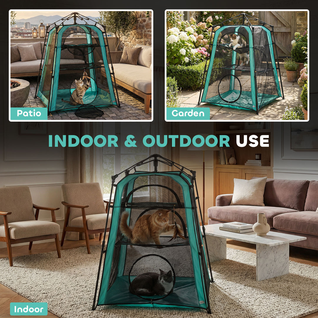 Cat Tent, 3-Tier Portable Pet Tent for Indoor Outdoor, Cat House with 