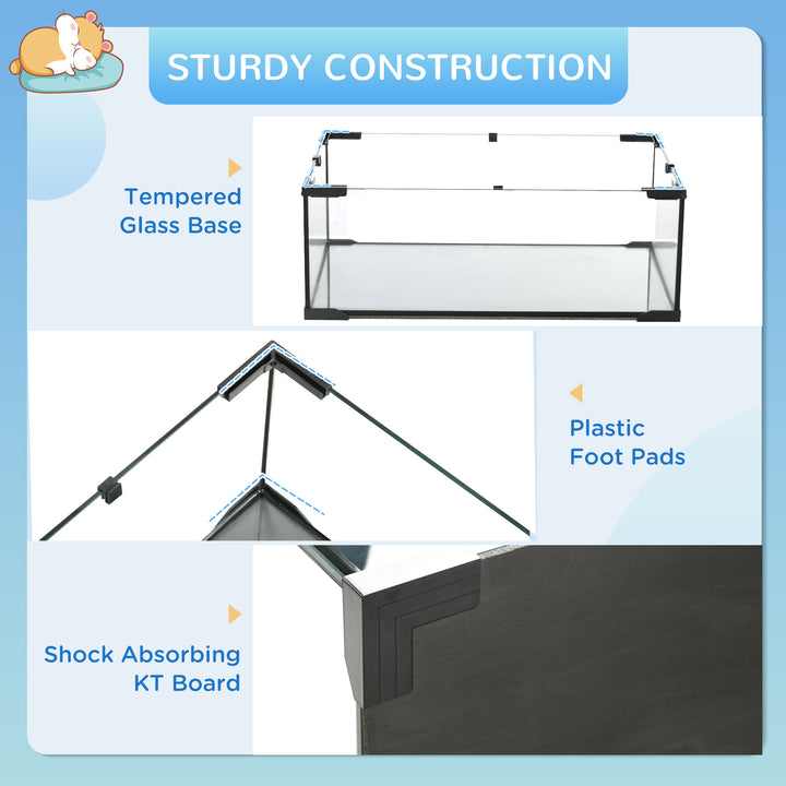 3 Tiers Hamster Cage, Gerbil Cage with Deep Glass Bottom, Non-Slip Ramps, Platforms, Hut, Exercise Wheels, Water Bottle, Dish, for Syrian Hamster, Dwarf Hamster, 78.5 x 48.5 x 54.5cm