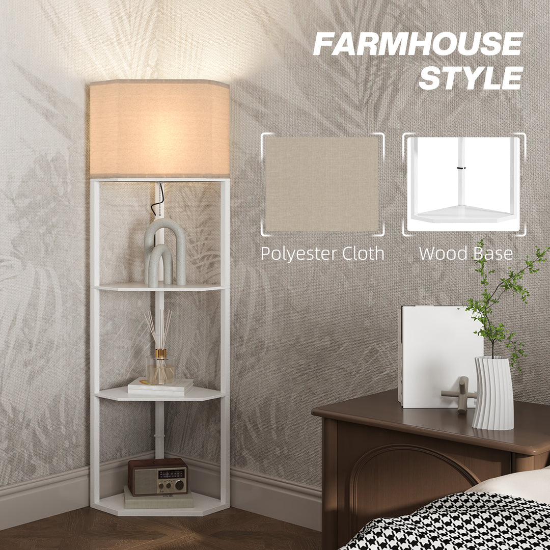 Three-Shelf Corner Floor Lamp - White