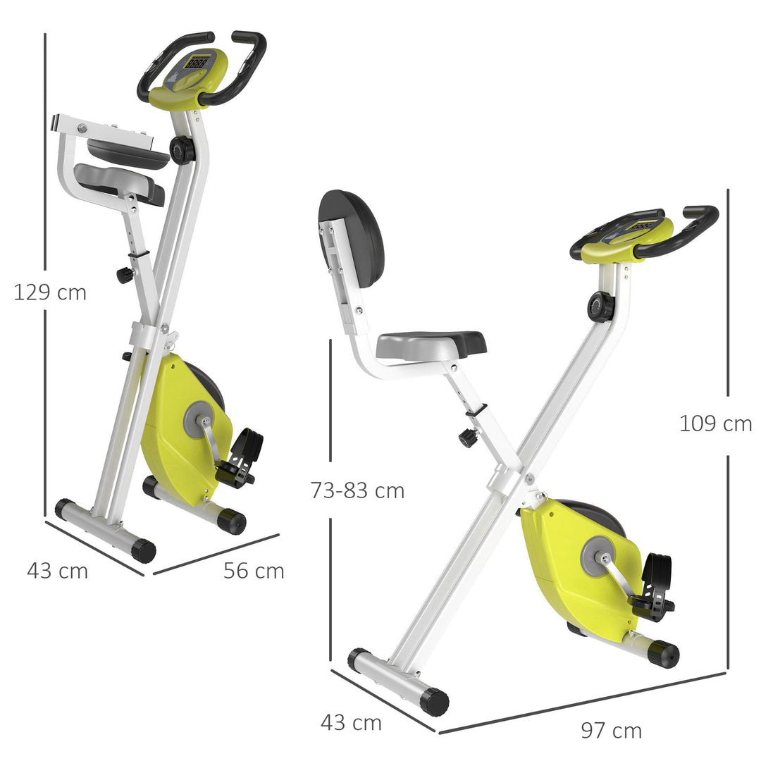 Folding Exercise Bike, Fitness Bicycle Indoor Trainer, 8-Level Magnetic Resistance Adjustable, with LCD Monitor, Pulse Sensor, Yellow