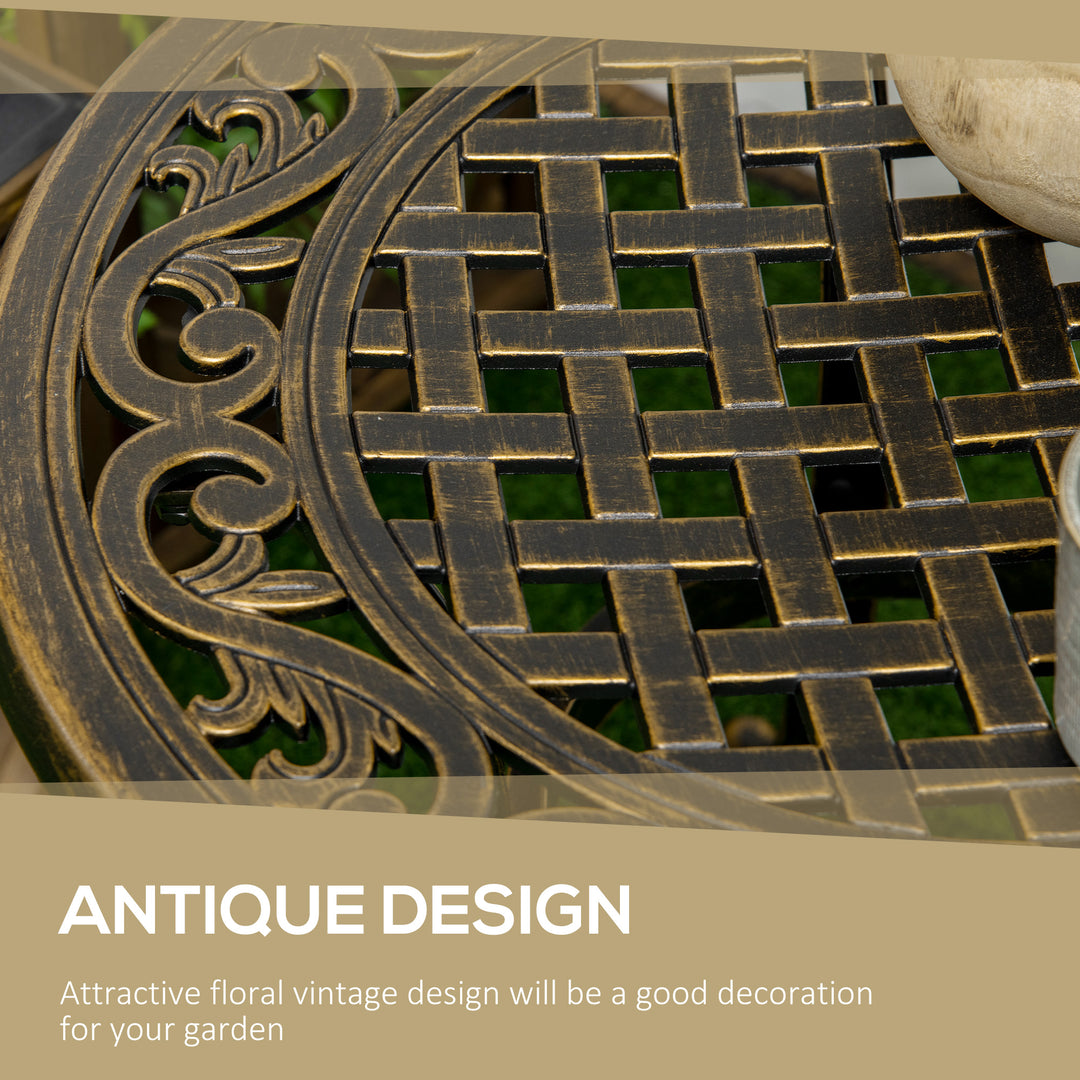 Outdoor Garden Table, Cast Aluminium Patio End Table with Anti-slip Foot Pads for Garden, Patio, Balcony, 60 x 52.5cm, Bronze