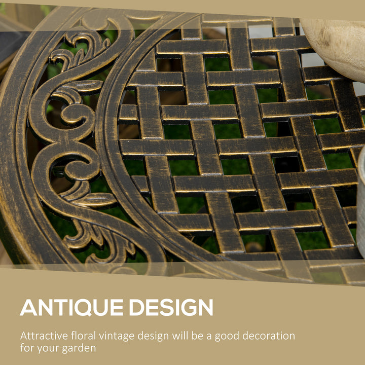 Outdoor Garden Table, Cast Aluminium Patio End Table with Anti-slip Foot Pads for Garden, Patio, Balcony, 60 x 52.5cm, Bronze