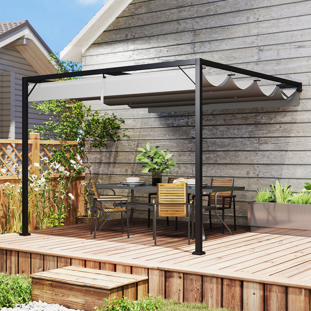 3 x 3 m Pergola, with Sliding Canopy - Grey