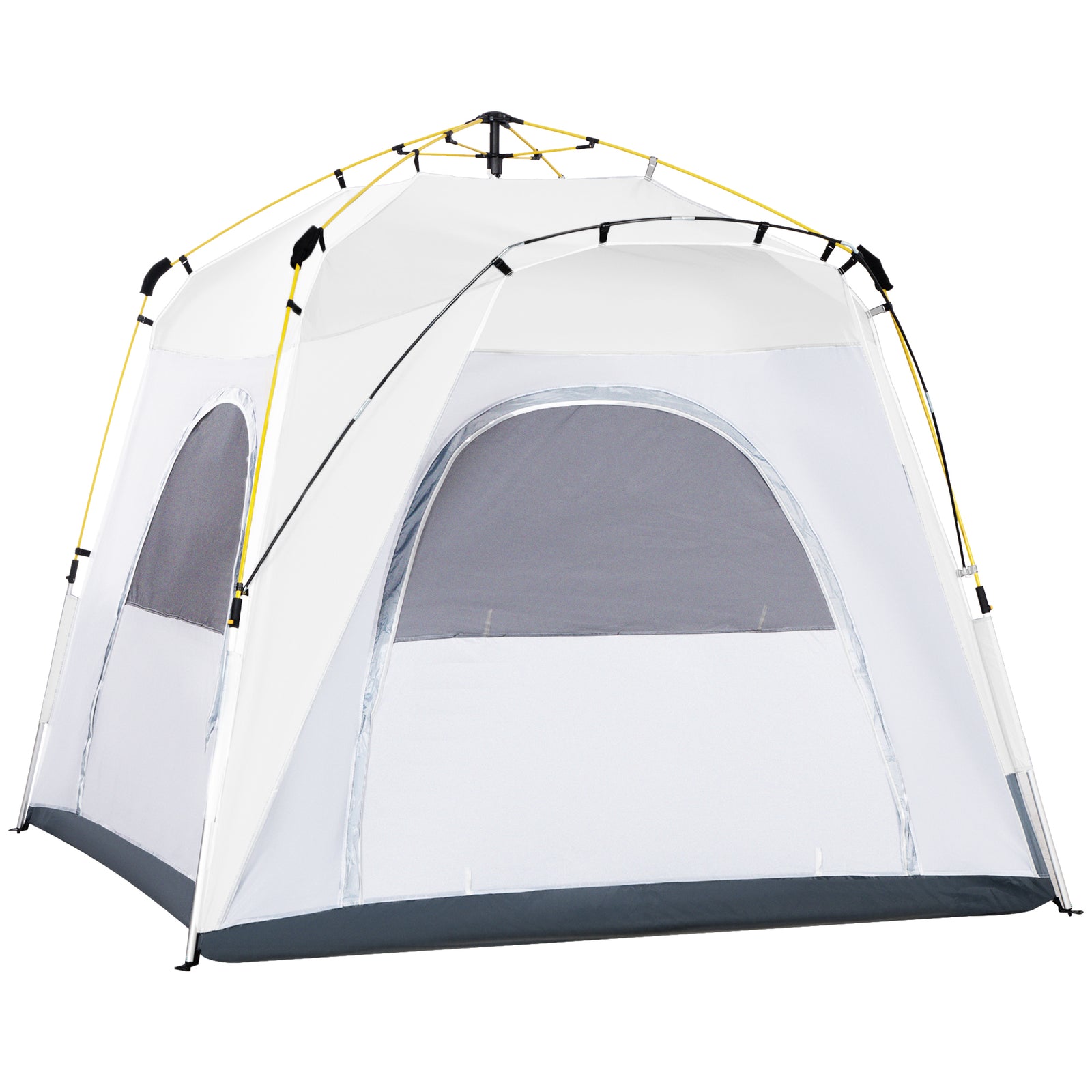 4 Person Automatic Camping Tent, Outdoor Pop Up Tent, Portable Backpacking Dome Shelter, Light Grey