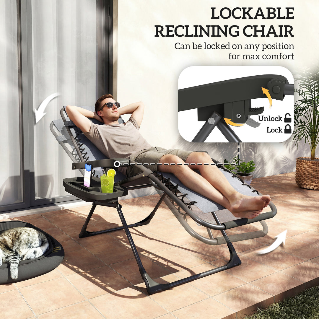 Zero Gravity Chairs Set of 2, Folding Sunloungers Reclining Garden Cha