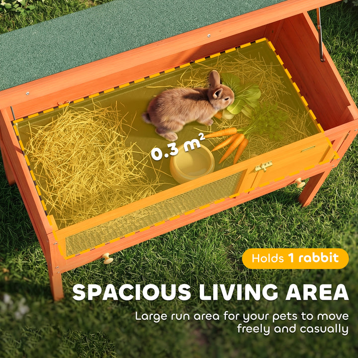 Wooden Rabbit Hutch, Guinea Pig Hutch with Asphalt Roof, Outdoor Eleva