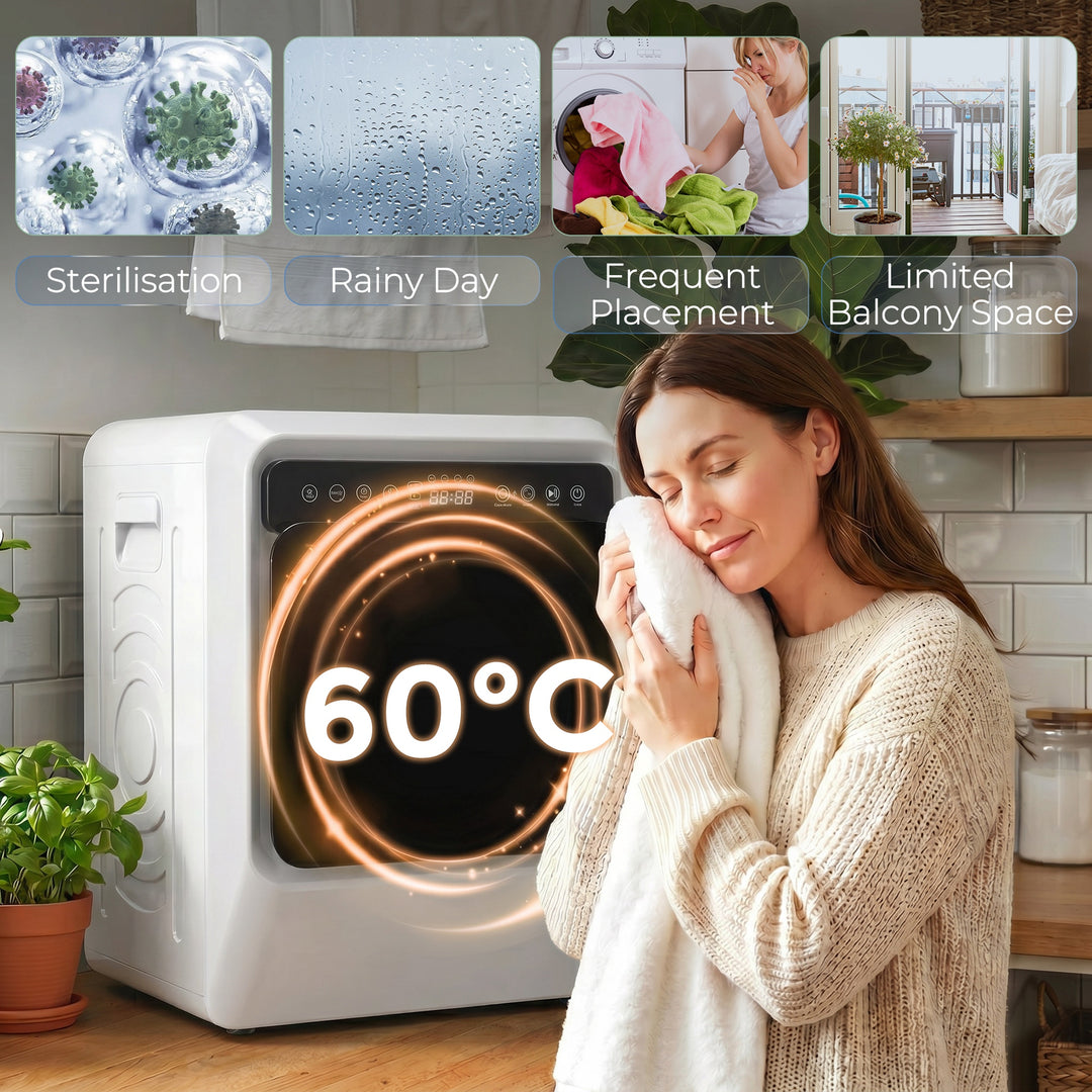 5kg Vented Tumble Dryer, 1000W Compact Tumble Dryer with Smart Drying,
