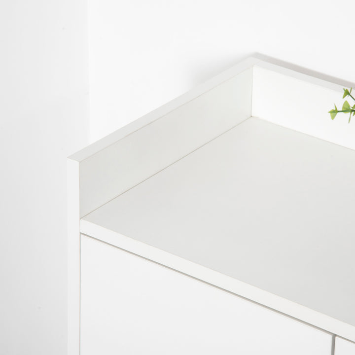 Modern Shoe Cabinet Storage Organizer with Doors and Shelves for Hallway & Entryway, 60L x 30W x 92Hcm, White