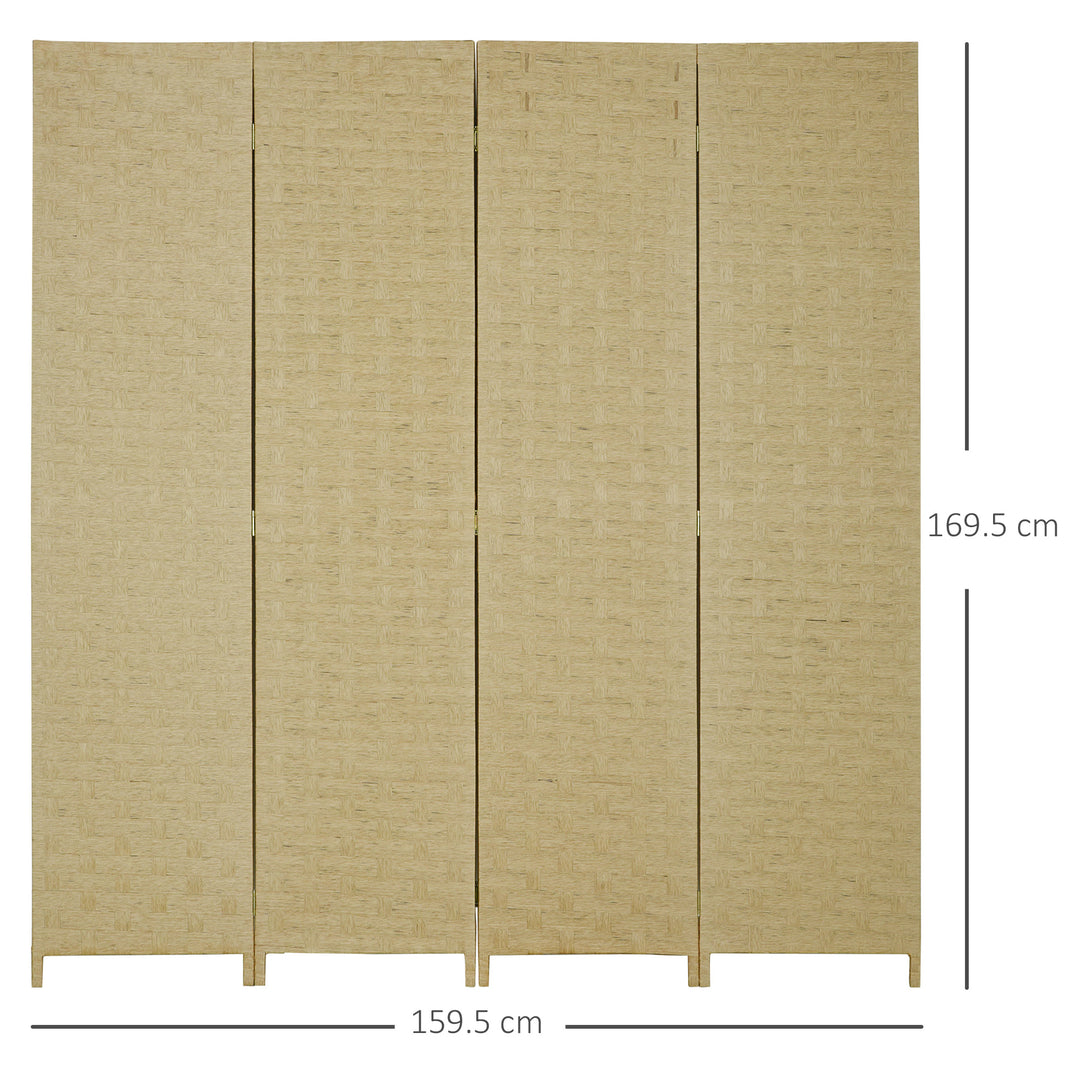 HOMCOM 4-Panel Room Dividers, Wave Fibre Freestanding Folding Privacy Screen Panels, Partition Wall Divider for Bedroom Office, 170 cm | Aosom UK