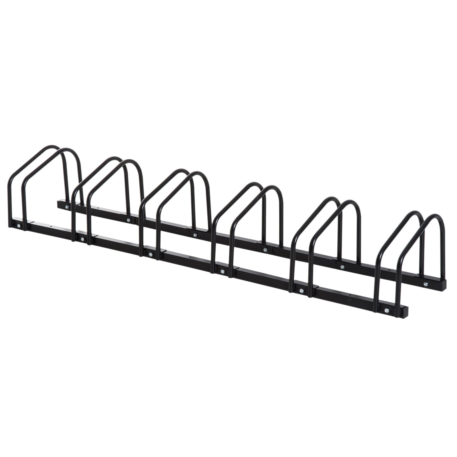 Bike Stand Parking Rack Floor or Wall Mount Bicycle Cycle Storage Locking Stand 179L x 33W x 27H (6 Racks, Black)