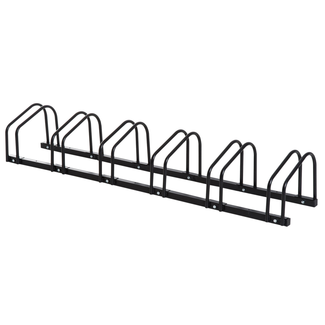 MCL Bike Stand Parking Rack Floor or Wall Mount Bicycle Cycle Storage Locking Stand 179L x 33W x 27H (6 Racks, Black)