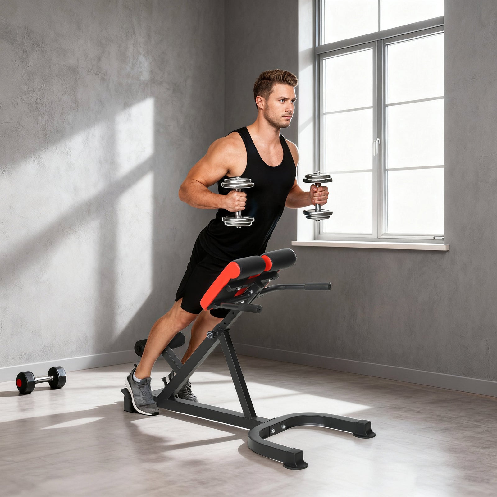 45-Degree Hyperextension Roman Chair, 5-Level Adjustable Back Extensio