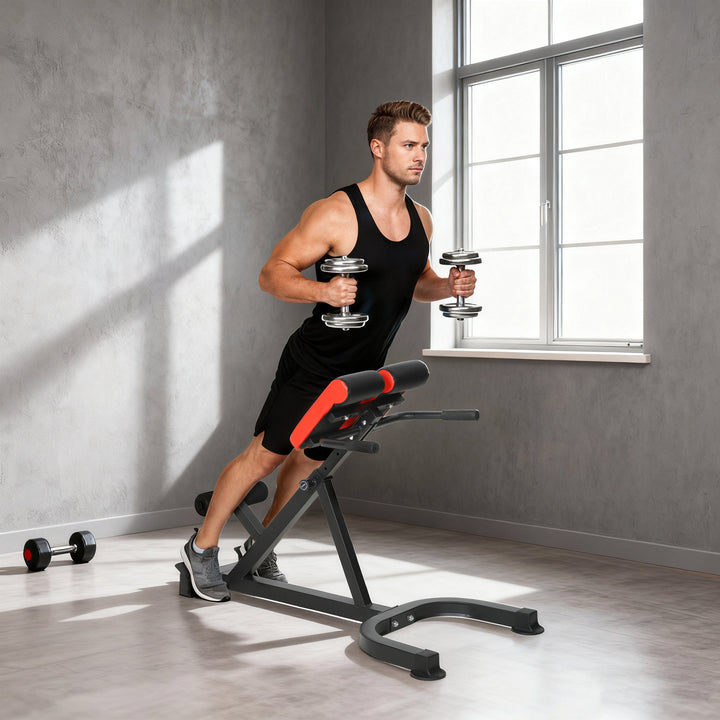 45-Degree Hyperextension Roman Chair, 5-Level Adjustable Back Extensio
