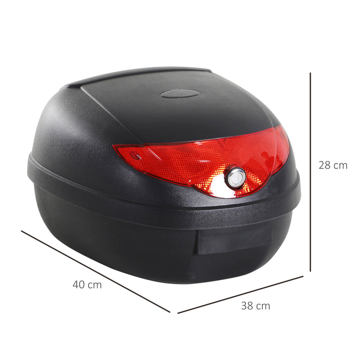 24L Motorcycle Trunk Hard Tail Bike Top Box Rack Mount Luggage Helmet Storage Carrier Case Universal Scooter w/Keys & Plate