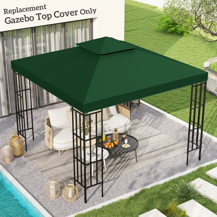 MCL 3(m) Gazebo Top Cover Double Tier Canopy Replacement Pavilion Roof Dark Green
