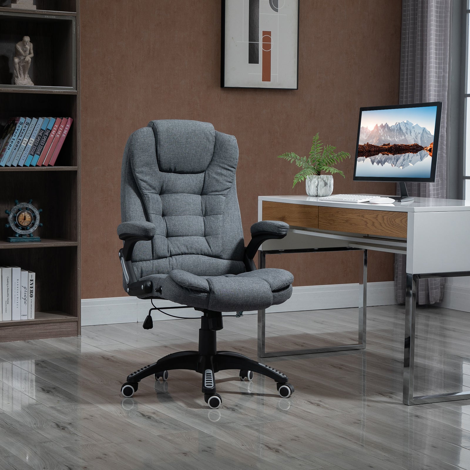Ergonomic Office Chair Comfortable Desk Chair with Armrests Adjustable Height Reclining and Tilt Function Dark Grey
