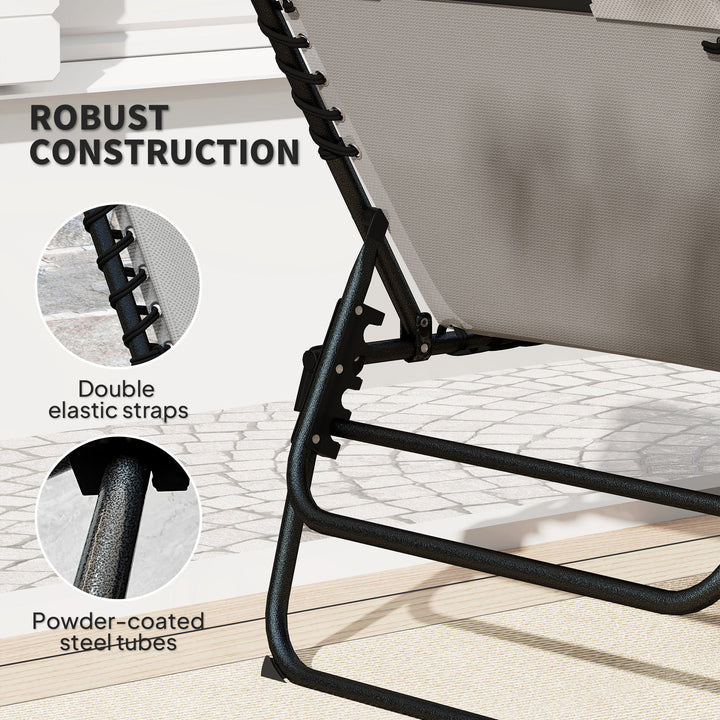 Set of Two Reclining Sun Loungers - Light Grey