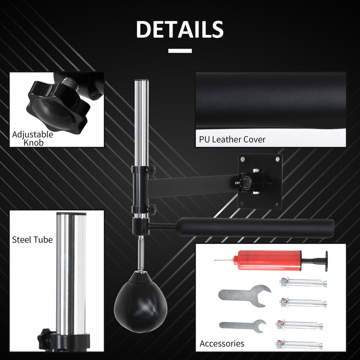 Wall Mount Fast-Reflexes Speed Bag Boxing, Height Adjustable Punching Bag, MMA, Martial Arts and Boxing Equipment for Training at Home