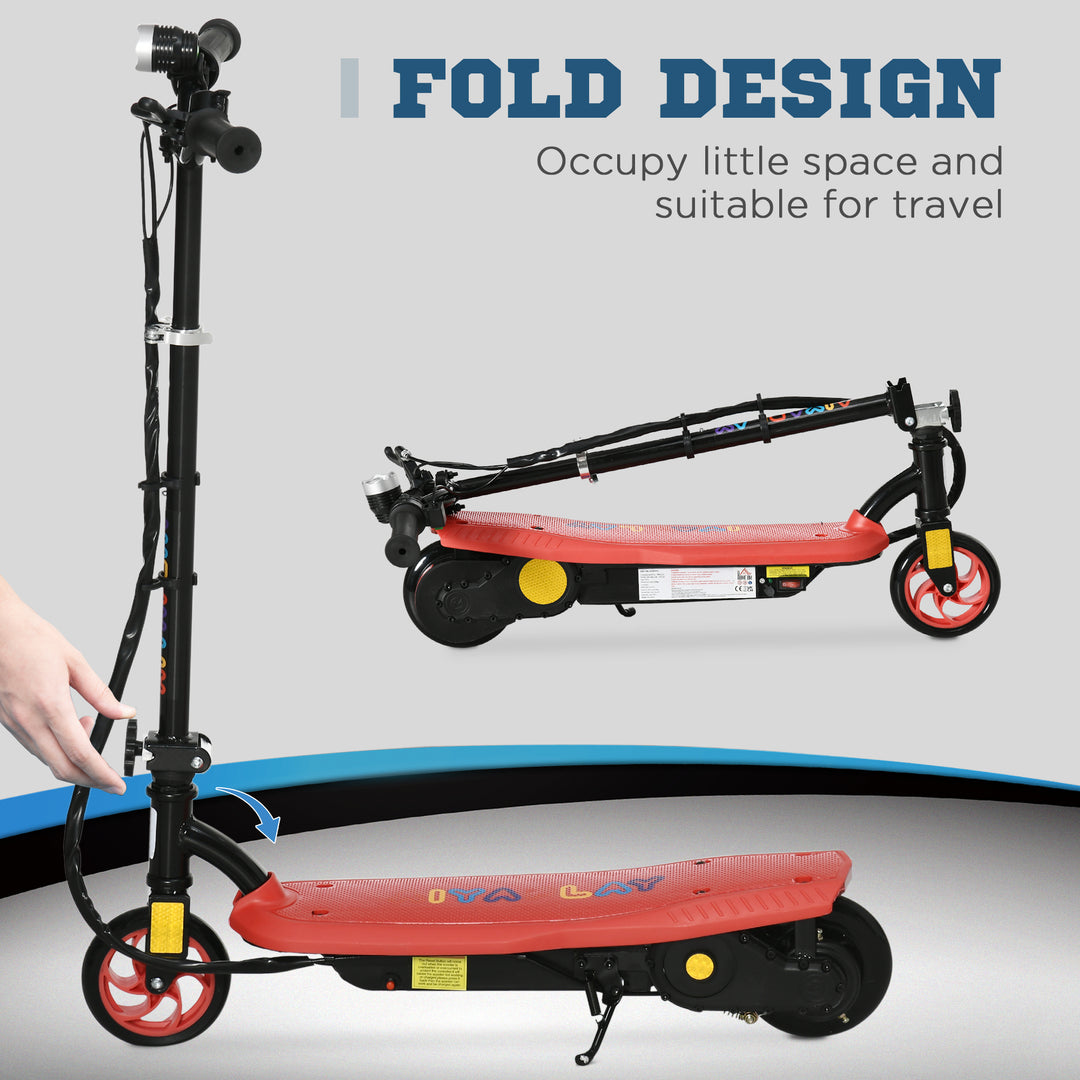 Foldable Electric Scooter, with LED Headlights, for Ages 7-14 Years, Red