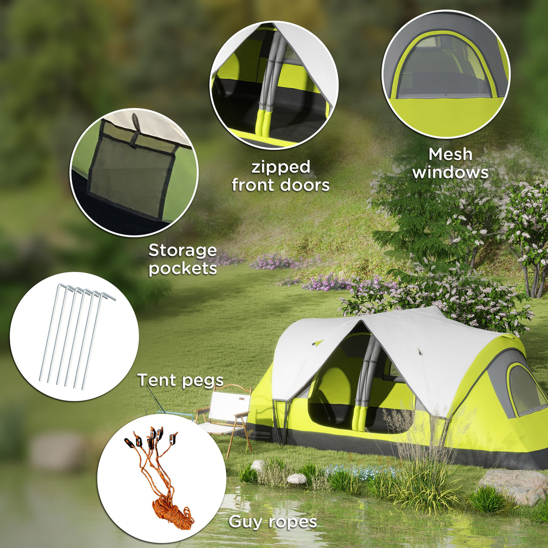 Camping Tent for 6-8 Man with 2000mm Waterproof Rainfly and Carry Bag for Fishing Hiking Festival, Yellow