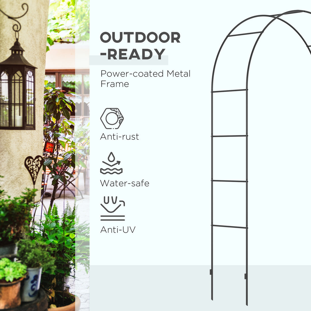 Outdoor Garden Arch, Metal Garden Arbor for Climbing Plants, Roses, Vines, Wedding Arch for Outdoor, 140L x 40W x 240H cm, Black
