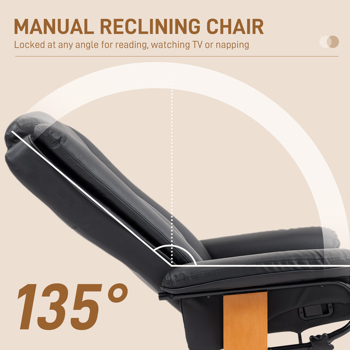 Faux Leather Recliner Chair - Black