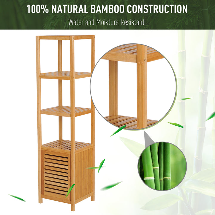 140cm Tall Bathroom Cabinet, Freestanding Storage Unit w/ 3 Shelves, Utility Organiser Cupboard for Home Kitchen