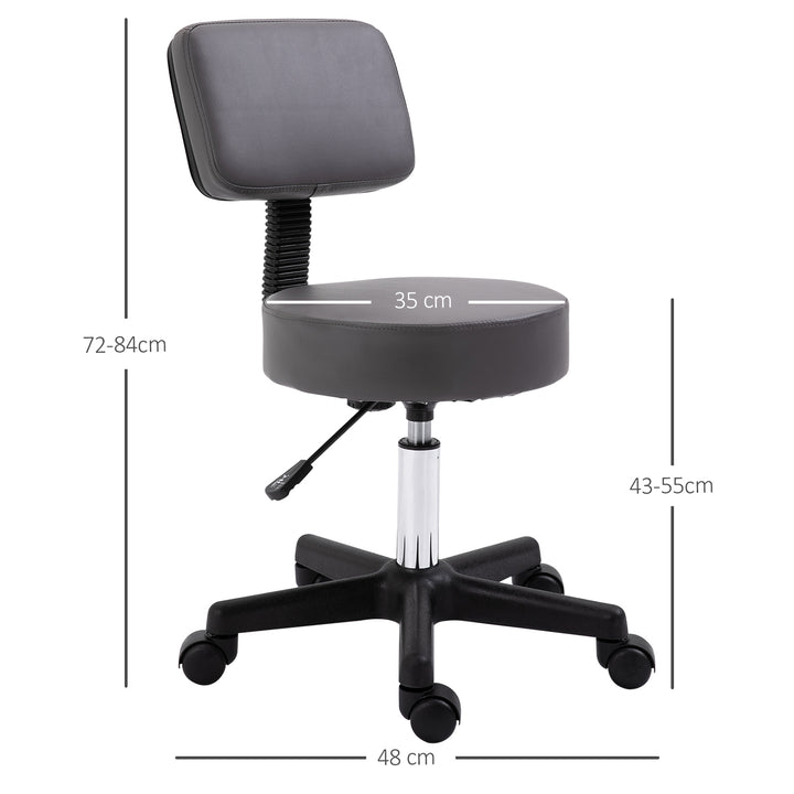 MCL Beautician's Swivel Salon Chair w/ Padded Seat Back 5 Wheels Adjustable Height Salon Hairdressers Tattoo Spa Rolling Cushion Professional 35cm Grey
