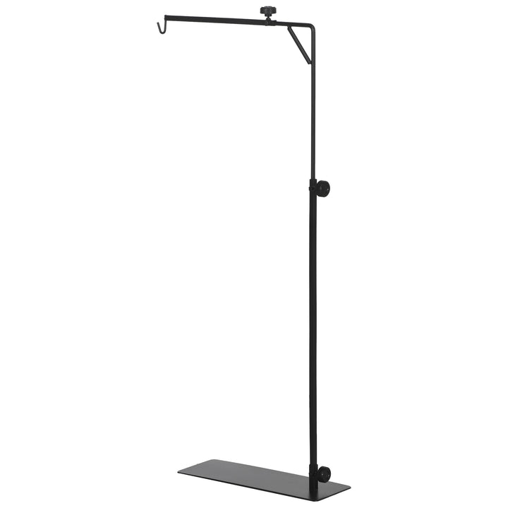 PawHut 86-129Hcm Adjustable Height and Length Reptile Lamp Stand Holder with Hook Hanging, Base - Black | Aosom UK