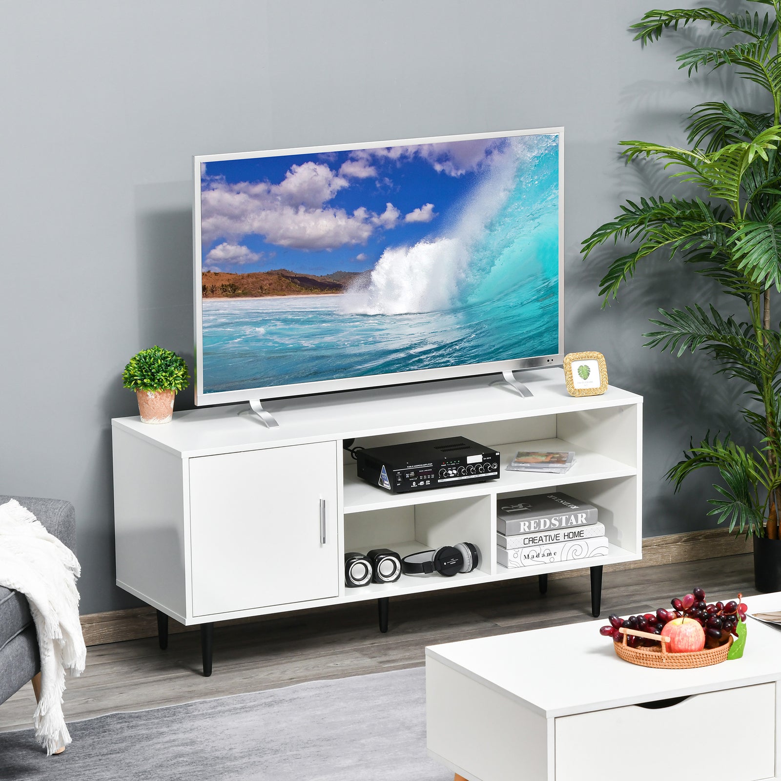 TV Stand Cabinet for TVs up to 60 Inches - White