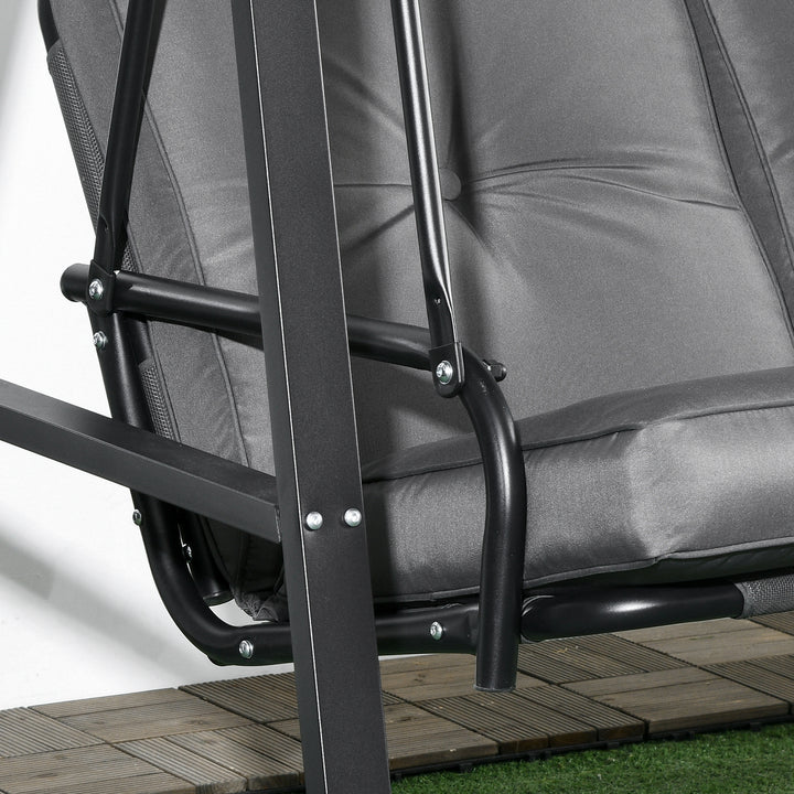 Two-Seater Garden Swing Bench, with Adjustable Canopy - Dark Grey