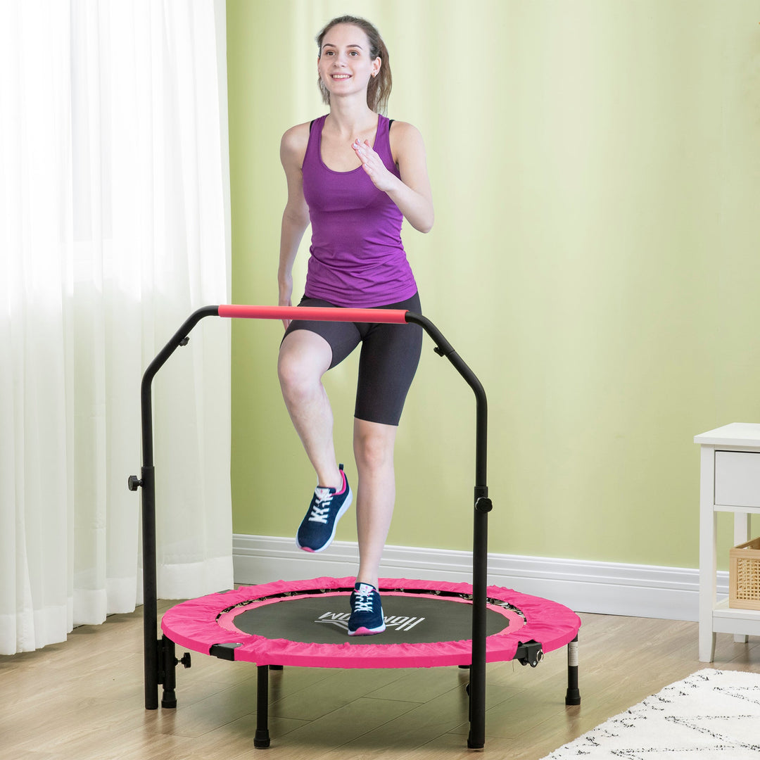 40" Foldable Mini Fitness Trampoline, with Adjustable Foam Handle