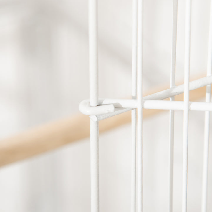 MCL Large Bird Cage Budgie Cage for Finch Canaries Parakeet with Rolling Stand, Slide-out Tray, Storage Shelf, Food Containers, White