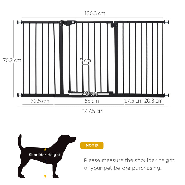 PawHut Retractable Pet Safety Gate Dog Barrier Home Doorway Corridors Room Divider Stair w/ 3 Extensions, Adjustable Screws 76.2 x 152.3 cm | Aosom UK