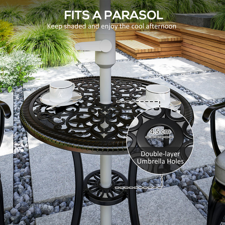 Three-Piece Cast Aluminium Bistro Set - Black