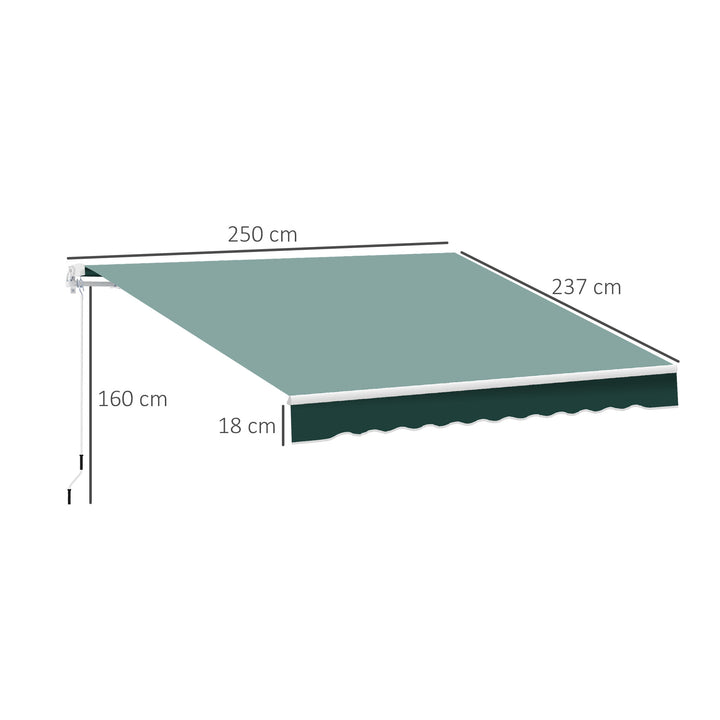 Manual Retractable Awning, 2.5x2 m-Dark Green