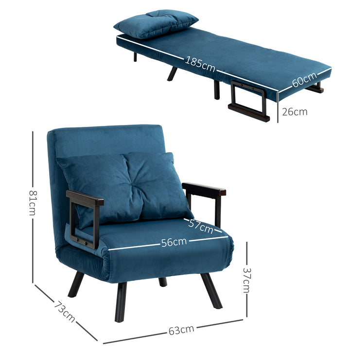 HOMCOM Click Clack Chair Bed, Convertible Single Chair Couch with 2 Cushions, for Living Room, Bedroom, Navy Blue