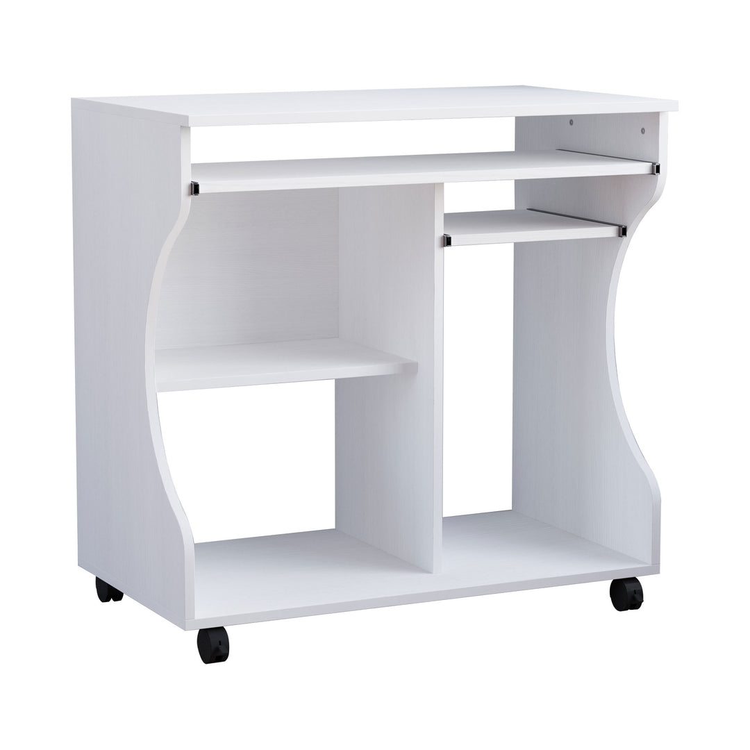 MCL Multi-Storage Compact Work Desk, with Wheels - White