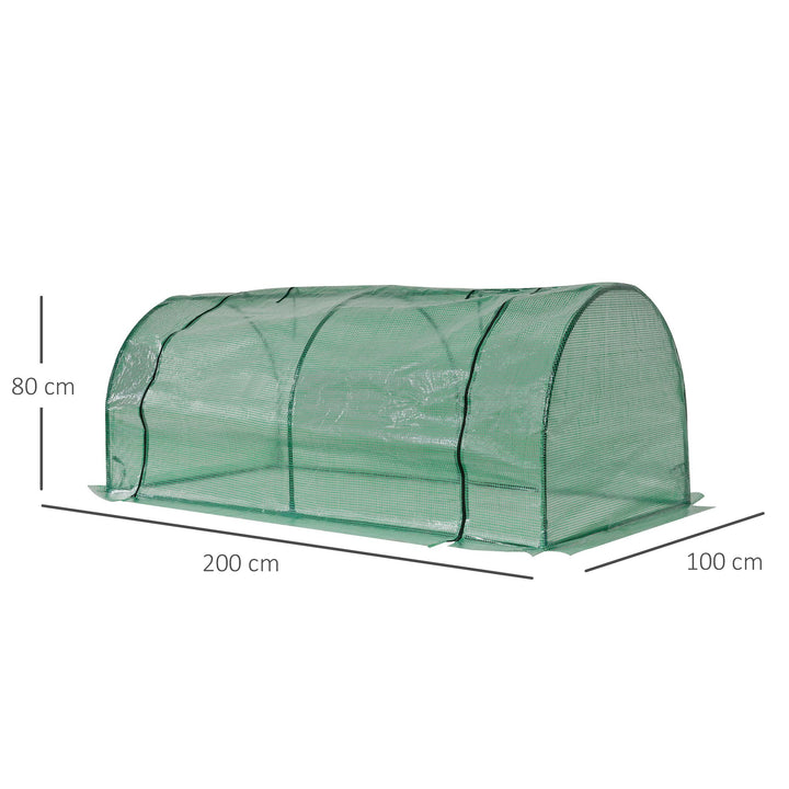 MCL Tunnel Greenhouse Green Grow House for Garden Outdoor, Steel Frame, PE Cover, Green, 200 x 100 x 80cm