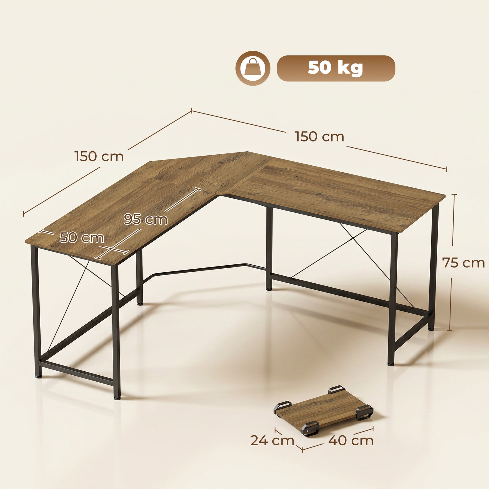 Corner L-Shape Computer Desk PC Workstation Writing Gaming Table Home 