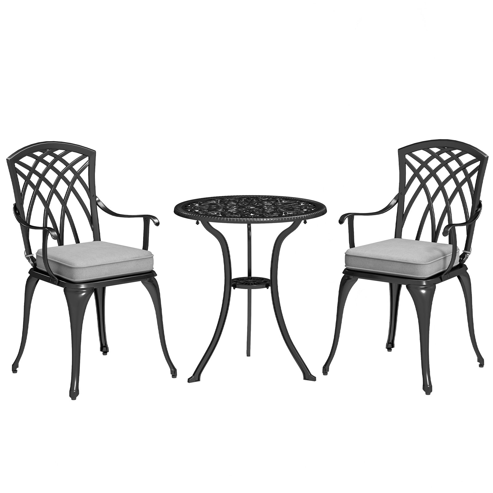 Three-Piece Cast Aluminium Bistro Set - Black