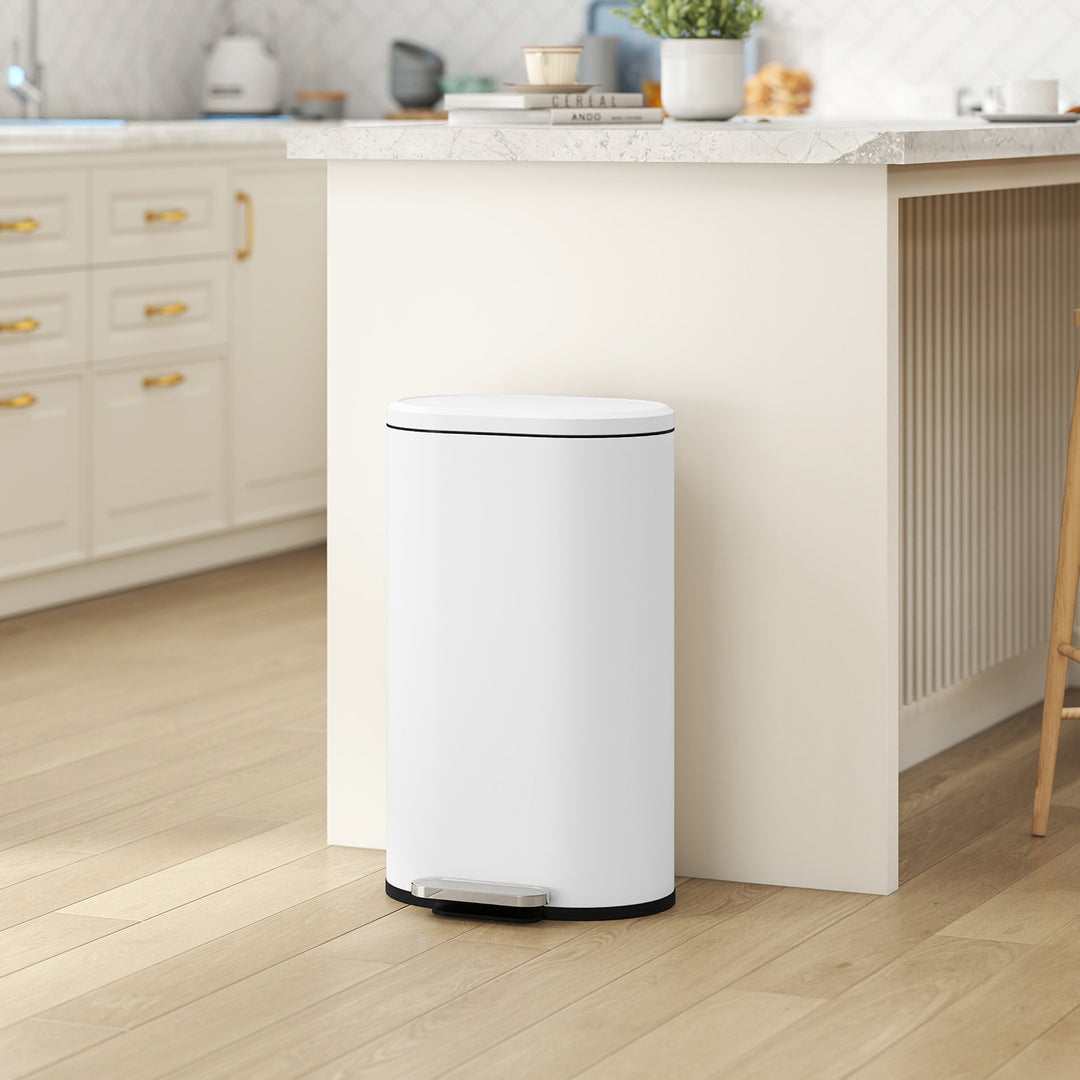 30 L Modern Curved Kitchen Bin - White