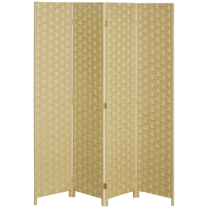 4-Panel Room Dividers, Wave Fibre Freestanding Folding Privacy Screen Panels, Partition Wall Divider for Indoor Bedroom Office, 170 cm, Brown