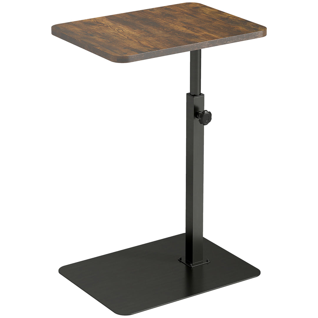 C Shaped Side Table, Small End Table with Adjustable Height and Metal Base for Living Room, Bedroom