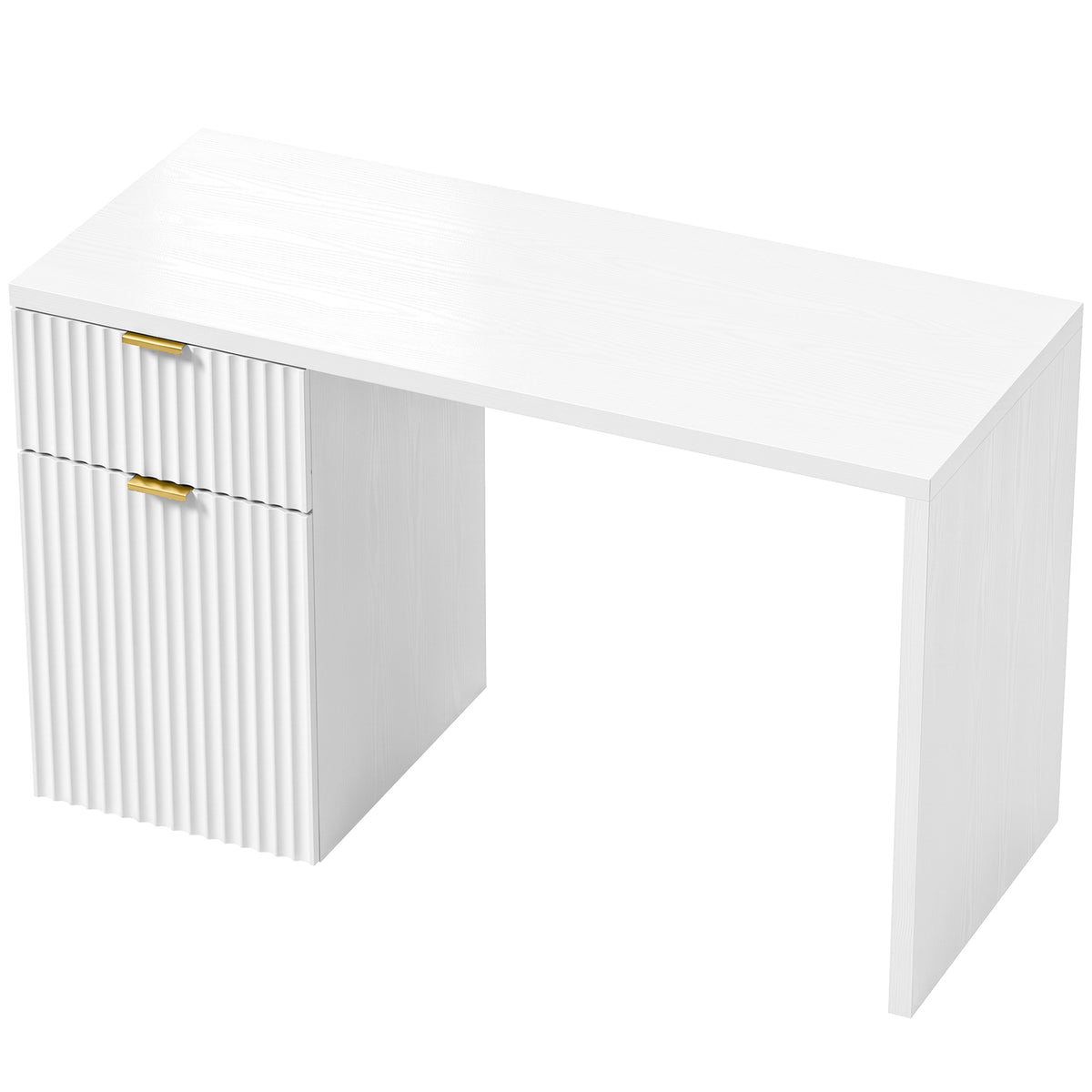 Computer Desk with Drawer, 120 cm Reversible Office Desk, Cabinet